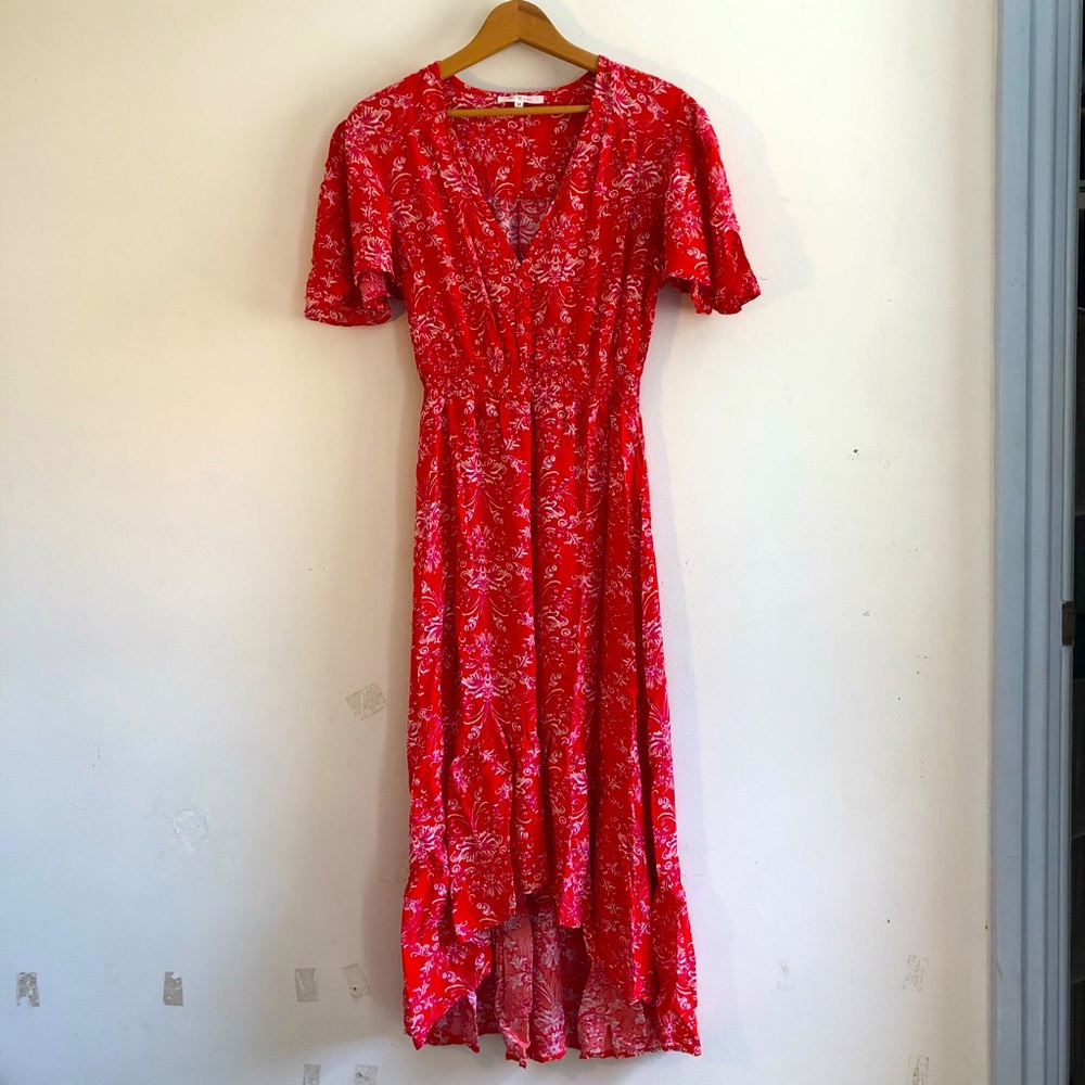 Abel The Label brand red flowery dress size M